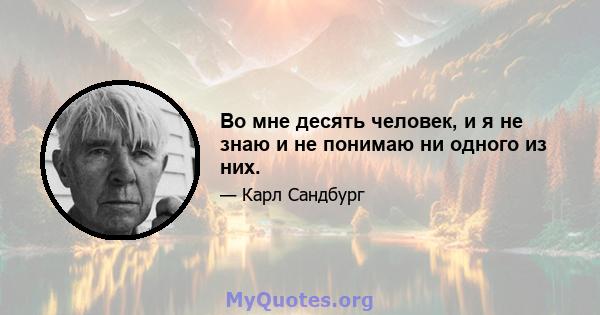 Во мне десять человек, и я не знаю и не понимаю ни одного из них.