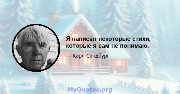 Я написал некоторые стихи, которые я сам не понимаю.