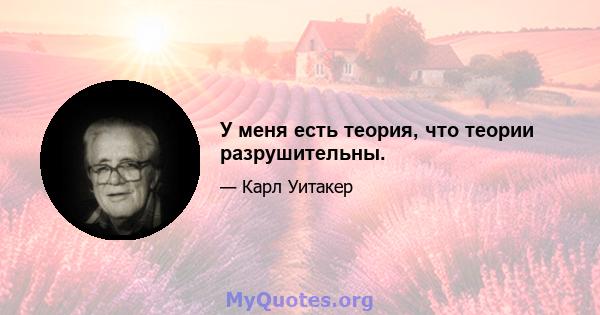 У меня есть теория, что теории разрушительны.