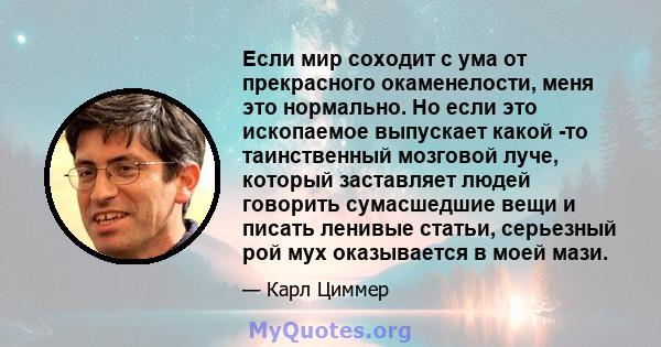 Если мир соходит с ума от прекрасного окаменелости, меня это нормально. Но если это ископаемое выпускает какой -то таинственный мозговой луче, который заставляет людей говорить сумасшедшие вещи и писать ленивые статьи,