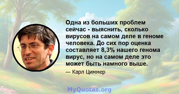 Одна из больших проблем сейчас - выяснить, сколько вирусов на самом деле в геноме человека. До сих пор оценка составляет 8,3% нашего генома вирус, но на самом деле это может быть намного выше.