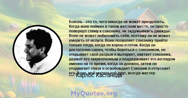 Боязнь - это то, чего никогда не может преодолеть. Когда воин пойман в таком жестком месте, он просто повернул спину к союзнику, не задумываясь дважды. Воин не может побаловать себя, поэтому он не может умереть от