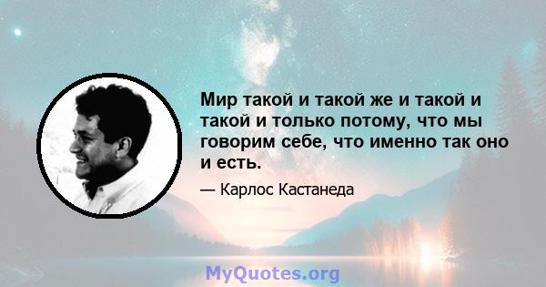 Мир такой и такой же и такой и такой и только потому, что мы говорим себе, что именно так оно и есть.