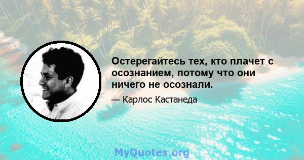 Остерегайтесь тех, кто плачет с осознанием, потому что они ничего не осознали.