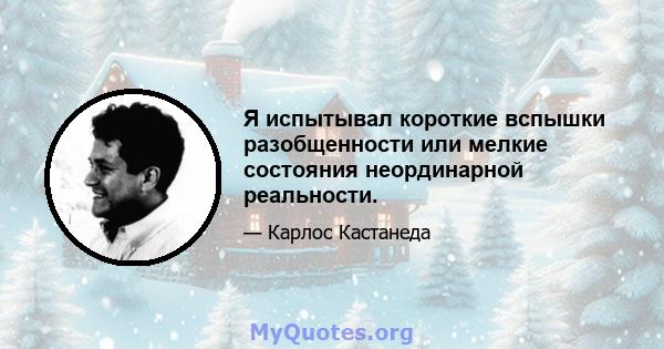 Я испытывал короткие вспышки разобщенности или мелкие состояния неординарной реальности.