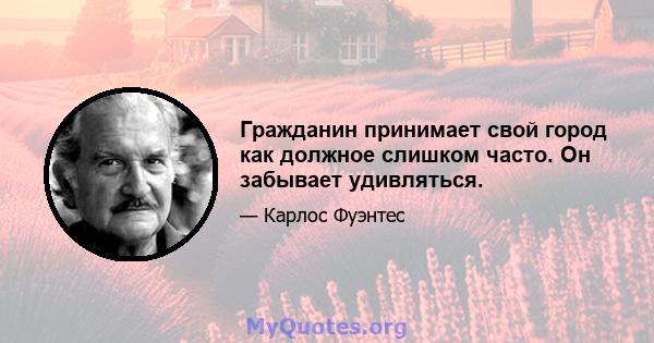 Гражданин принимает свой город как должное слишком часто. Он забывает удивляться.