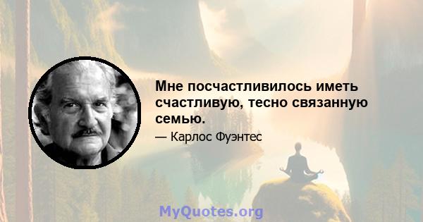 Мне посчастливилось иметь счастливую, тесно связанную семью.