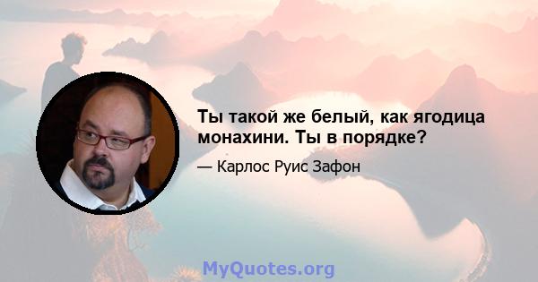 Ты такой же белый, как ягодица монахини. Ты в порядке?