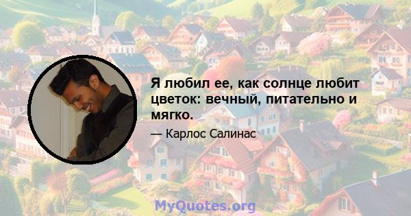 Я любил ее, как солнце любит цветок: вечный, питательно и мягко.