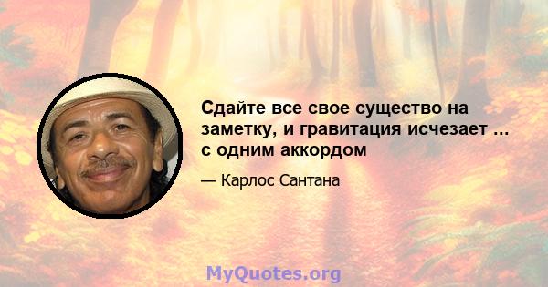 Сдайте все свое существо на заметку, и гравитация исчезает ... с одним аккордом