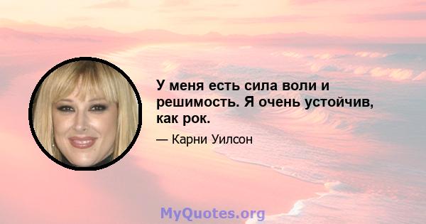 У меня есть сила воли и решимость. Я очень устойчив, как рок.