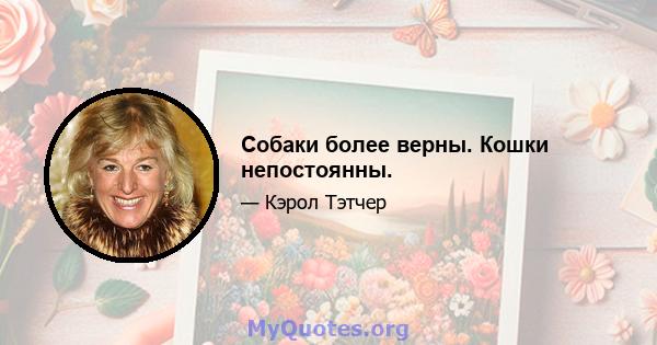 Собаки более верны. Кошки непостоянны.