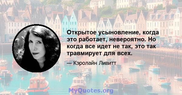 Открытое усыновление, когда это работает, невероятно. Но когда все идет не так, это так травмирует для всех.