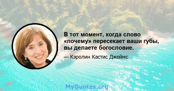 В тот момент, когда слово «почему» пересекает ваши губы, вы делаете богословие.