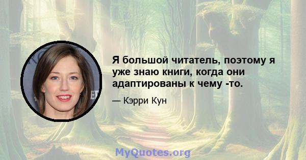 Я большой читатель, поэтому я уже знаю книги, когда они адаптированы к чему -то.