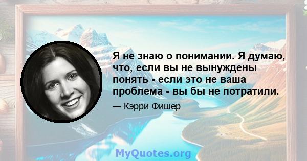 Я не знаю о понимании. Я думаю, что, если вы не вынуждены понять - если это не ваша проблема - вы бы не потратили.