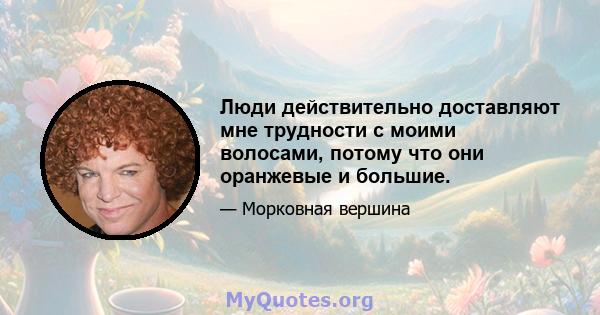 Люди действительно доставляют мне трудности с моими волосами, потому что они оранжевые и большие.