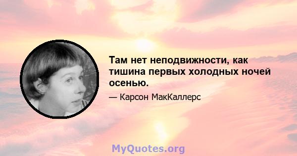 Там нет неподвижности, как тишина первых холодных ночей осенью.