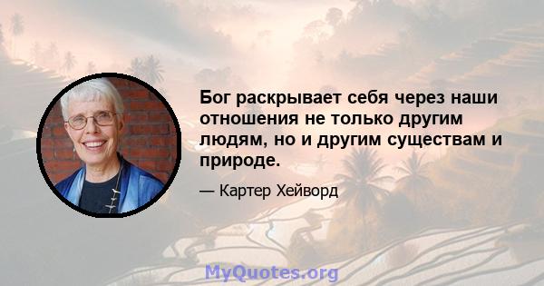 Бог раскрывает себя через наши отношения не только другим людям, но и другим существам и природе.