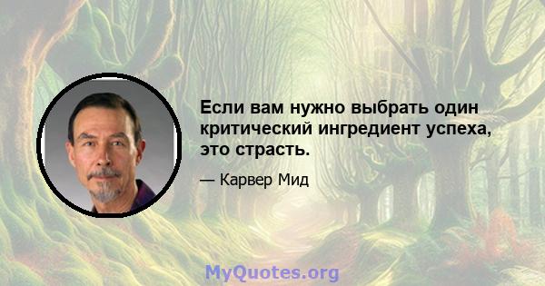 Если вам нужно выбрать один критический ингредиент успеха, это страсть.