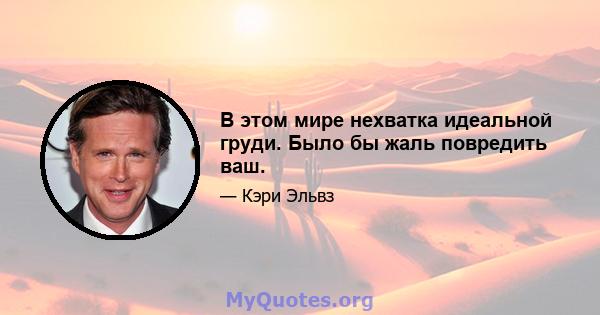 В этом мире нехватка идеальной груди. Было бы жаль повредить ваш.