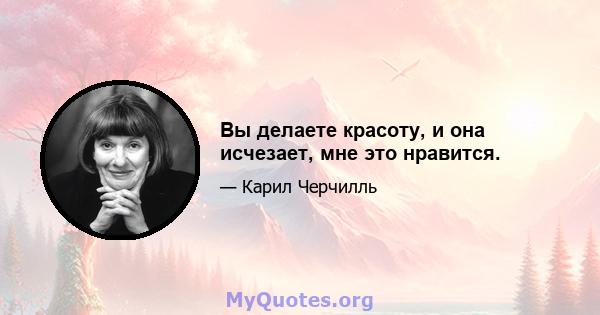 Вы делаете красоту, и она исчезает, мне это нравится.