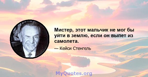 Мистер, этот мальчик не мог бы уйти в землю, если он выпет из самолета.