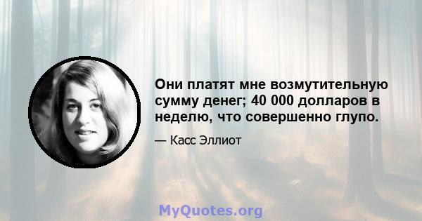 Они платят мне возмутительную сумму денег; 40 000 долларов в неделю, что совершенно глупо.