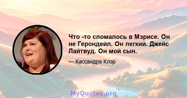 Что -то сломалось в Мэрисе. Он не Герондейл. Он легкий. Джейс Лайтвуд. Он мой сын.