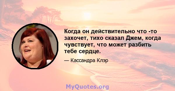 Когда он действительно что -то захочет, тихо сказал Джем, когда чувствует, что может разбить тебе сердце.