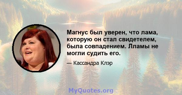 Магнус был уверен, что лама, которую он стал свидетелем, была совпадением. Лламы не могли судить его.