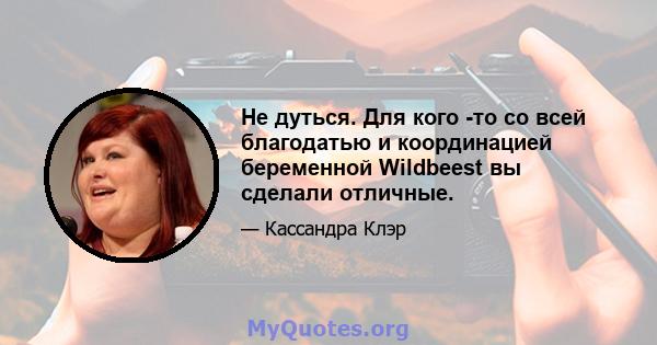 Не дуться. Для кого -то со всей благодатью и координацией беременной Wildbeest вы сделали отличные.