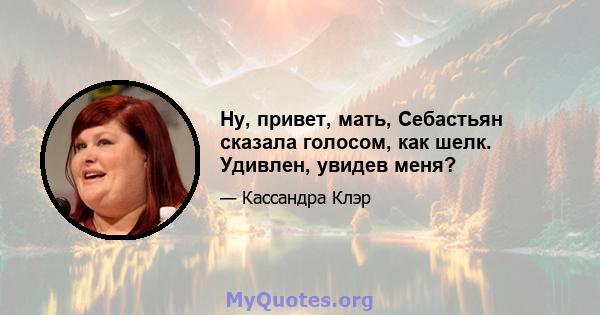 Ну, привет, мать, Себастьян сказала голосом, как шелк. Удивлен, увидев меня?