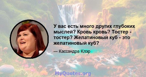 У вас есть много других глубоких мыслей? Кровь кровь? Тостер - тостер? Желатиновый куб - это желатиновый куб?