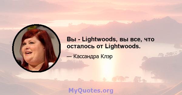 Вы - Lightwoods, вы все, что осталось от Lightwoods.