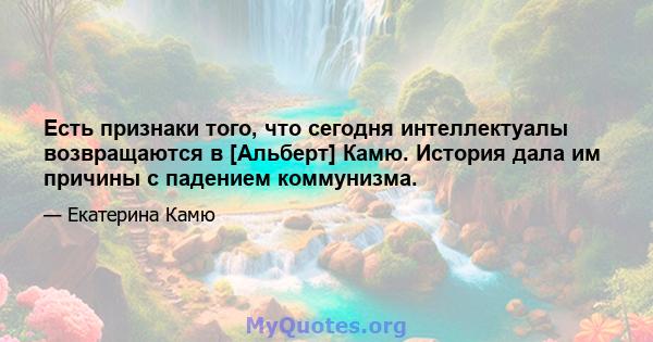 Есть признаки того, что сегодня интеллектуалы возвращаются в [Альберт] Камю. История дала им причины с падением коммунизма.