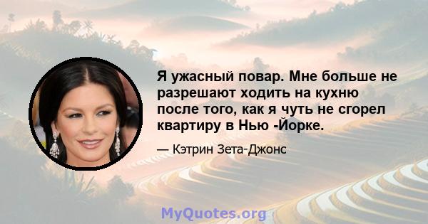 Я ужасный повар. Мне больше не разрешают ходить на кухню после того, как я чуть не сгорел квартиру в Нью -Йорке.