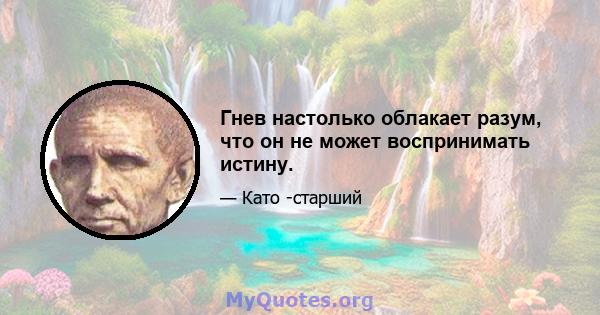 Гнев настолько облакает разум, что он не может воспринимать истину.