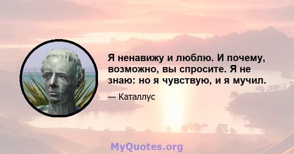 Я ненавижу и люблю. И почему, возможно, вы спросите. Я не знаю: но я чувствую, и я мучил.