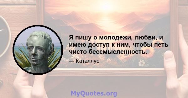 Я пишу о молодежи, любви, и имею доступ к ним, чтобы петь чисто бессмысленность.