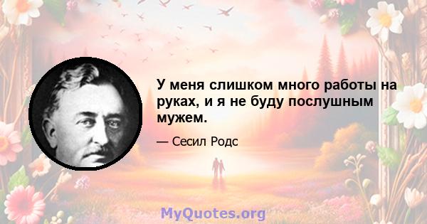 У меня слишком много работы на руках, и я не буду послушным мужем.