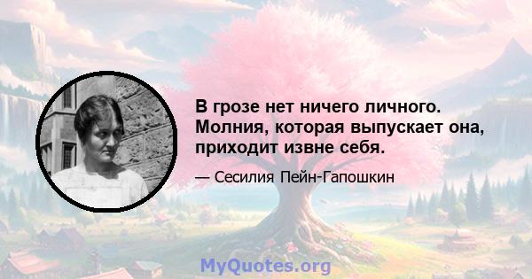 В грозе нет ничего личного. Молния, которая выпускает она, приходит извне себя.