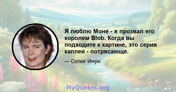 Я люблю Моне - я прозвал его королем Blob. Когда вы подходите к картине, это серия каплей - потрясающе.