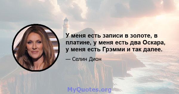 У меня есть записи в золоте, в платине, у меня есть два Оскара, у меня есть Грэмми и так далее.