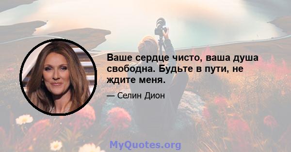 Ваше сердце чисто, ваша душа свободна. Будьте в пути, не ждите меня.