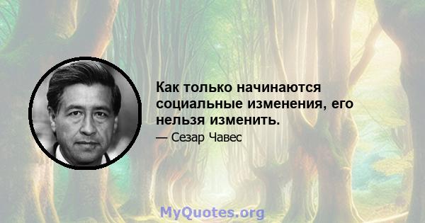 Как только начинаются социальные изменения, его нельзя изменить.