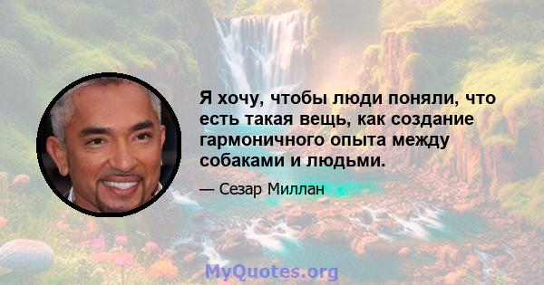 Я хочу, чтобы люди поняли, что есть такая вещь, как создание гармоничного опыта между собаками и людьми.