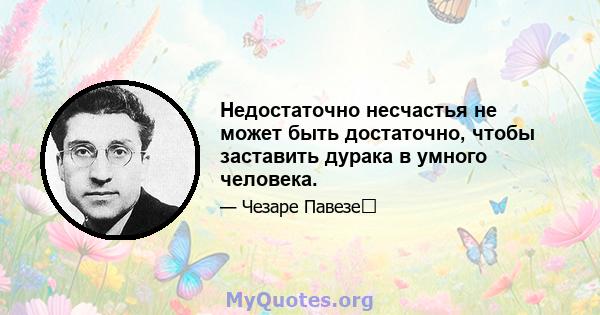 Недостаточно несчастья не может быть достаточно, чтобы заставить дурака в умного человека.