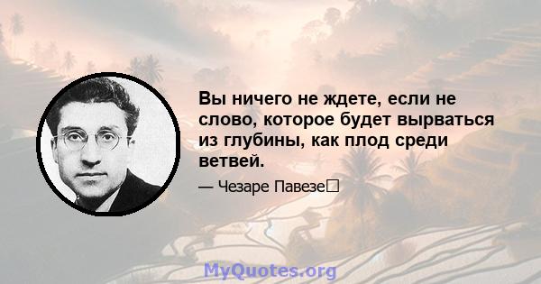 Вы ничего не ждете, если не слово, которое будет вырваться из глубины, как плод среди ветвей.