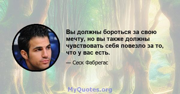 Вы должны бороться за свою мечту, но вы также должны чувствовать себя повезло за то, что у вас есть.